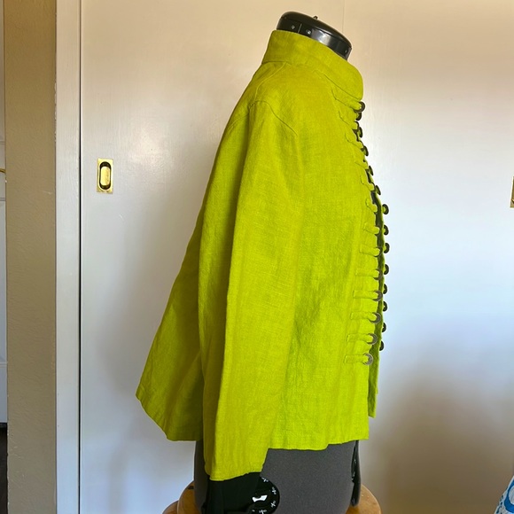 SOLD on a bundle 😊 Peacock Ways Gray Coin Trim Open Mandarin Collar Jacket - Picture 6 of 7